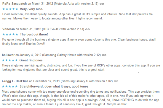 Android app reviews